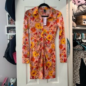 WILD FABLE PEACE FLORAL BUTTON DOWN DRESS